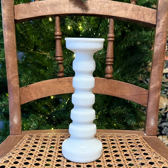 Anchor Hocking Other - 💕 1978 Anchor Hocking Candlestick Bud Vase Hooped Milk Glass White MCM